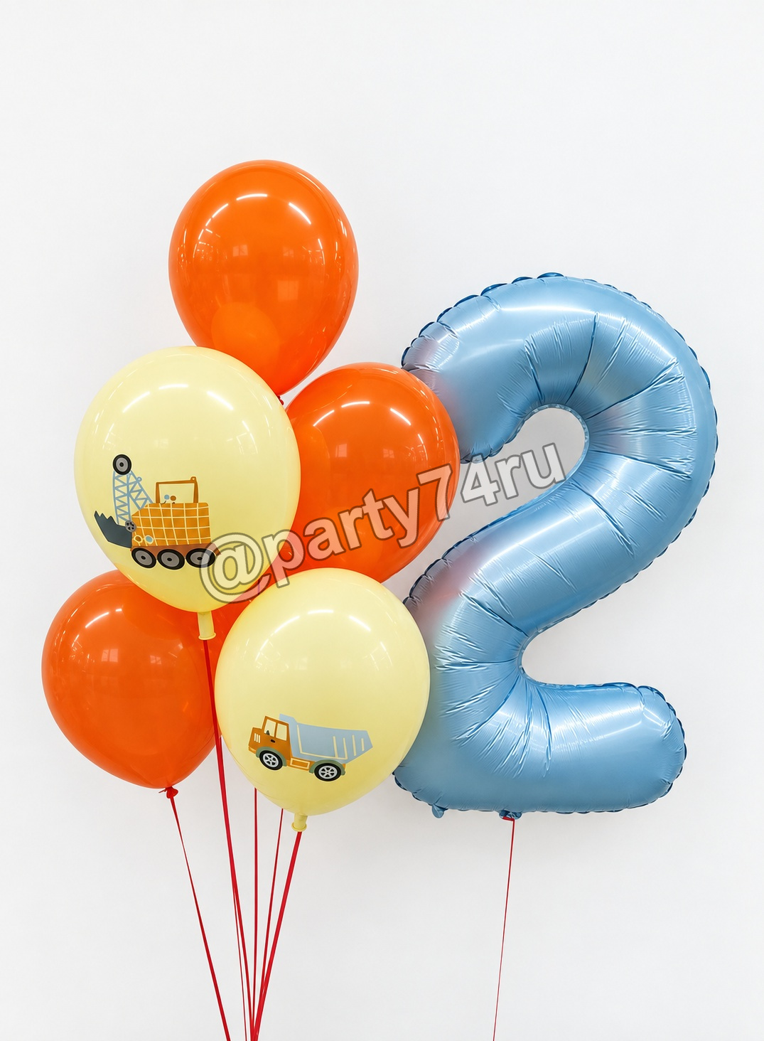 Композиция из шаров с цифрой 2 и машинками, фото 1
