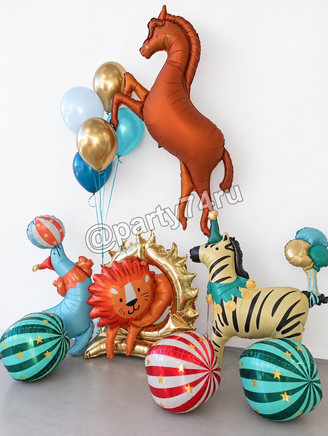 Композиция из фольгированных шаров с животными, фото 1
