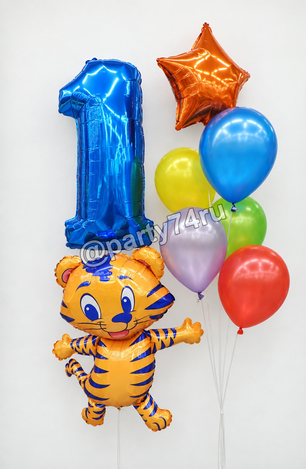 Композиция шаров с цифрой 1 и тигрёнком, фото 1