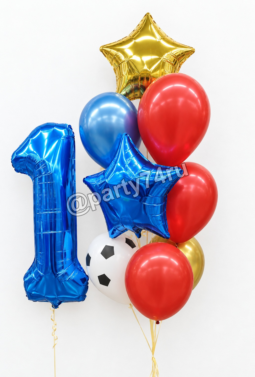 Шары с цифрой 1 и футбольным шаром, фото 1