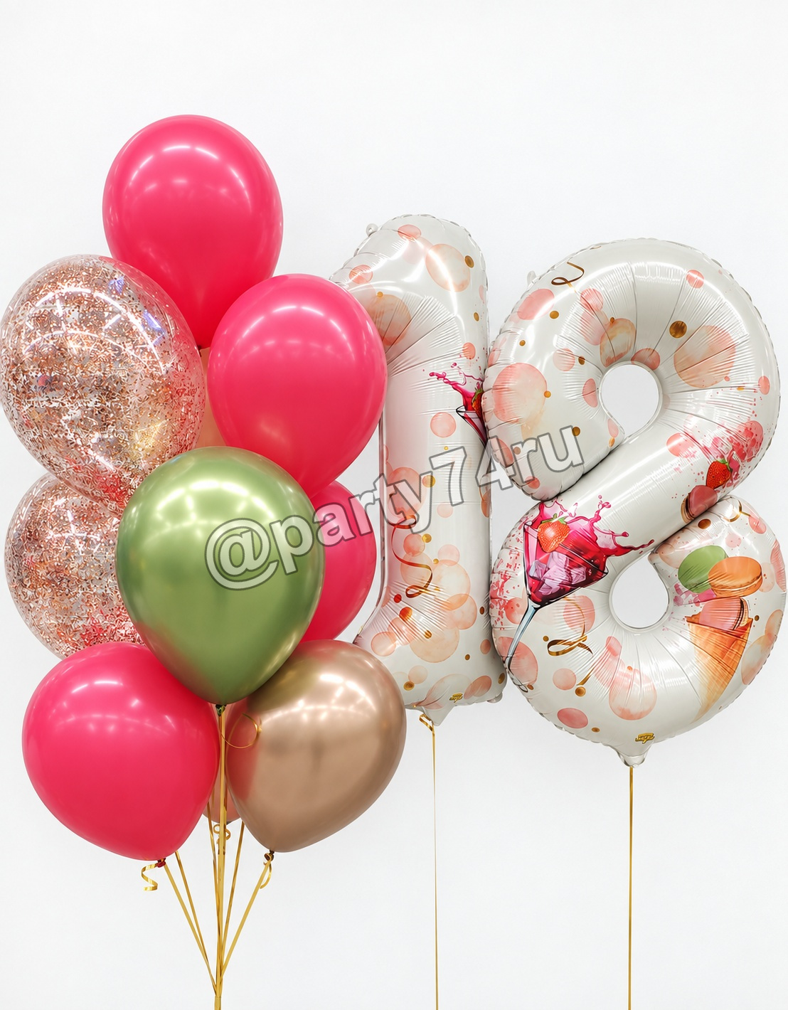 Композиция воздушных гелиевых шаров с цифрами 18, фото 1